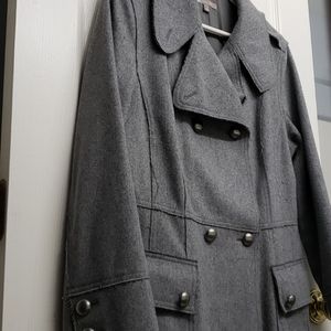 Halogen Long Grey Wool Coat w/ Pockets
